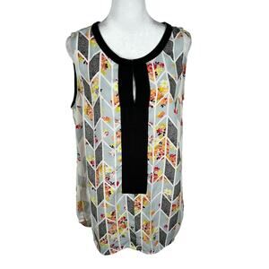 CAbi Multicolor Sleeveless Tank Top Medium Multicolor Geometric Business Casual